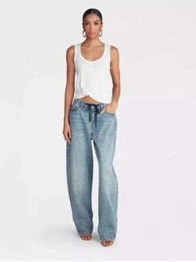 KBB by Kahlana The Lynnox Wide Leg Drawstring Jeans Wash Blue Size 6 NWT